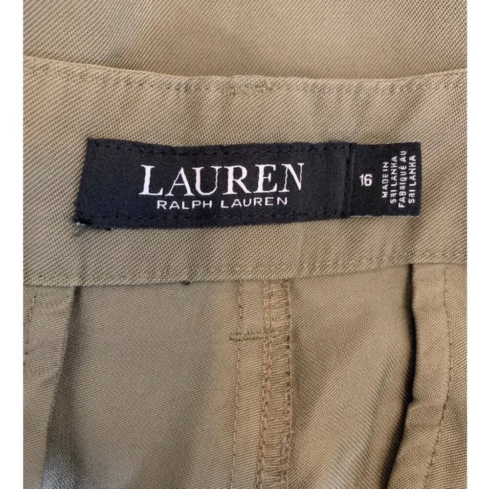 Lauren Ralph Lauren Twill Tapered Ankle Pant in Olive Fern Plus Size 16 - Picture 5 of 12
